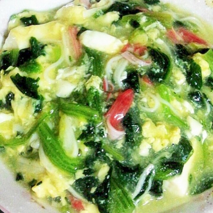 豆腐とほうれん草とカニカマのとろとろ中華あんかけ
